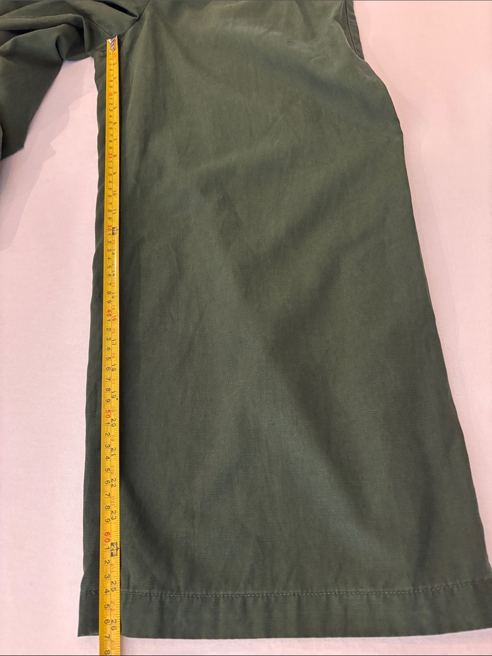 Madewell Army Green Wide-Leg Cropped Cotton Linen Blend Pleated Trousers. 10P - Picture 11 of 12
